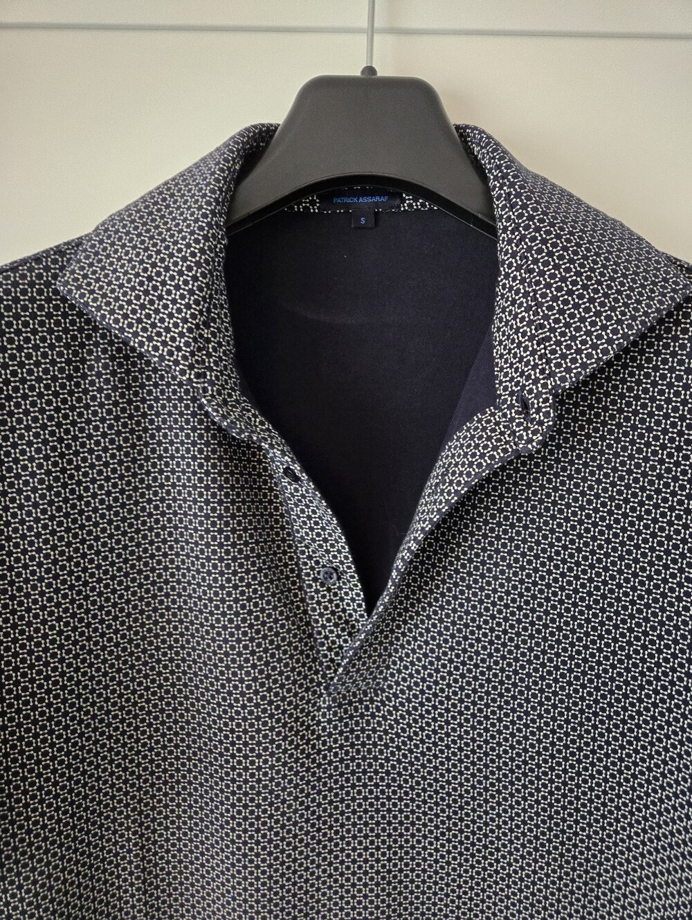 Patric Assaraf Men’s Black Geometric Print Polo Shirt Small